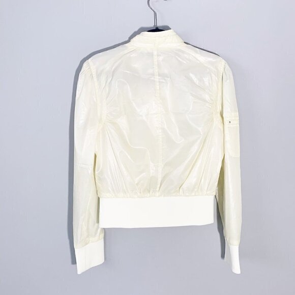MO x Members Mark pale yellow long sleeve crop length full zipper jacket - Picture 4 of 10